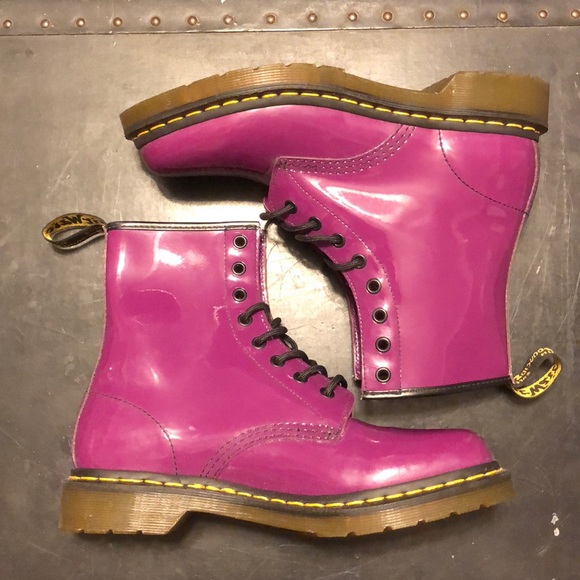 purple patent leather doc martens